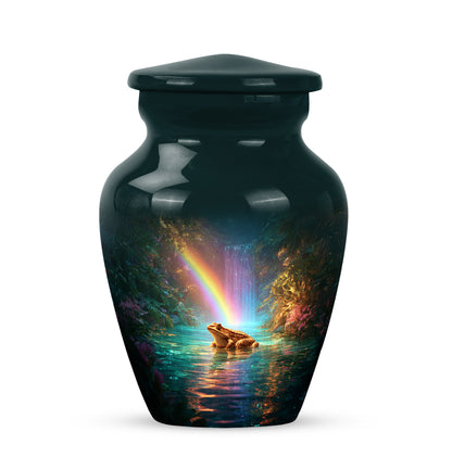 Harmonious Frog Cremation Urns for Human Ashes - Teal 10-inch - Yatskia