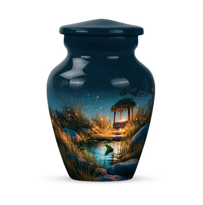 Personalized Elegant Frog Cremation Urns - Blue 10-inch, 200 cu in - Yatskia