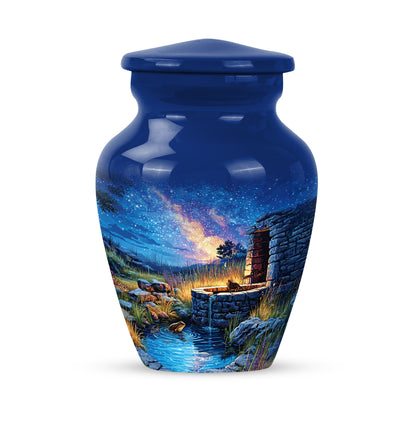 Blue Exquisite Frog Memorial Urn for Ashes - 10-inch, 200 cu in - Yatskia