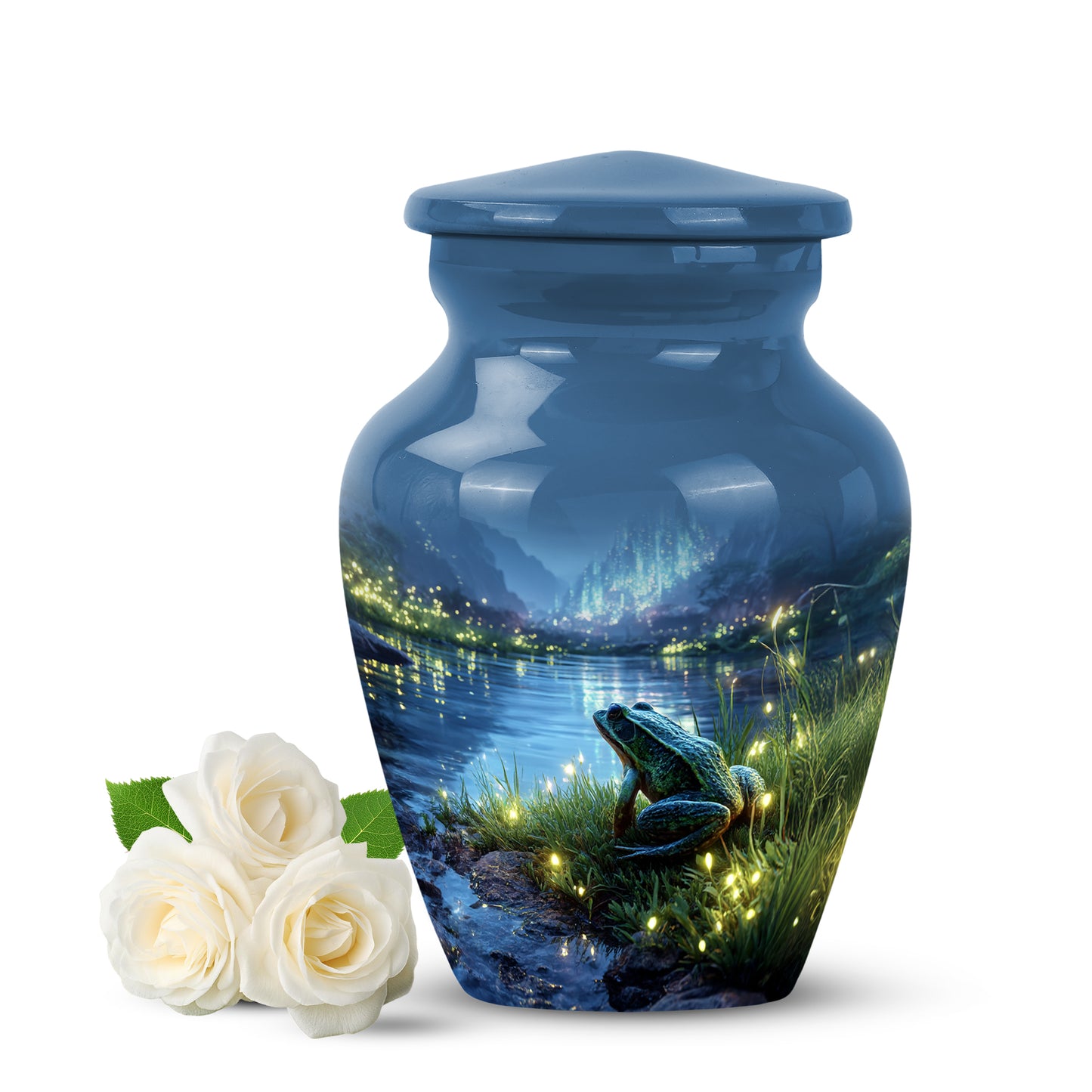 Personalized Blue Frog Cremation Urns for Ashes - Captivating 10-inch - Yatskia
