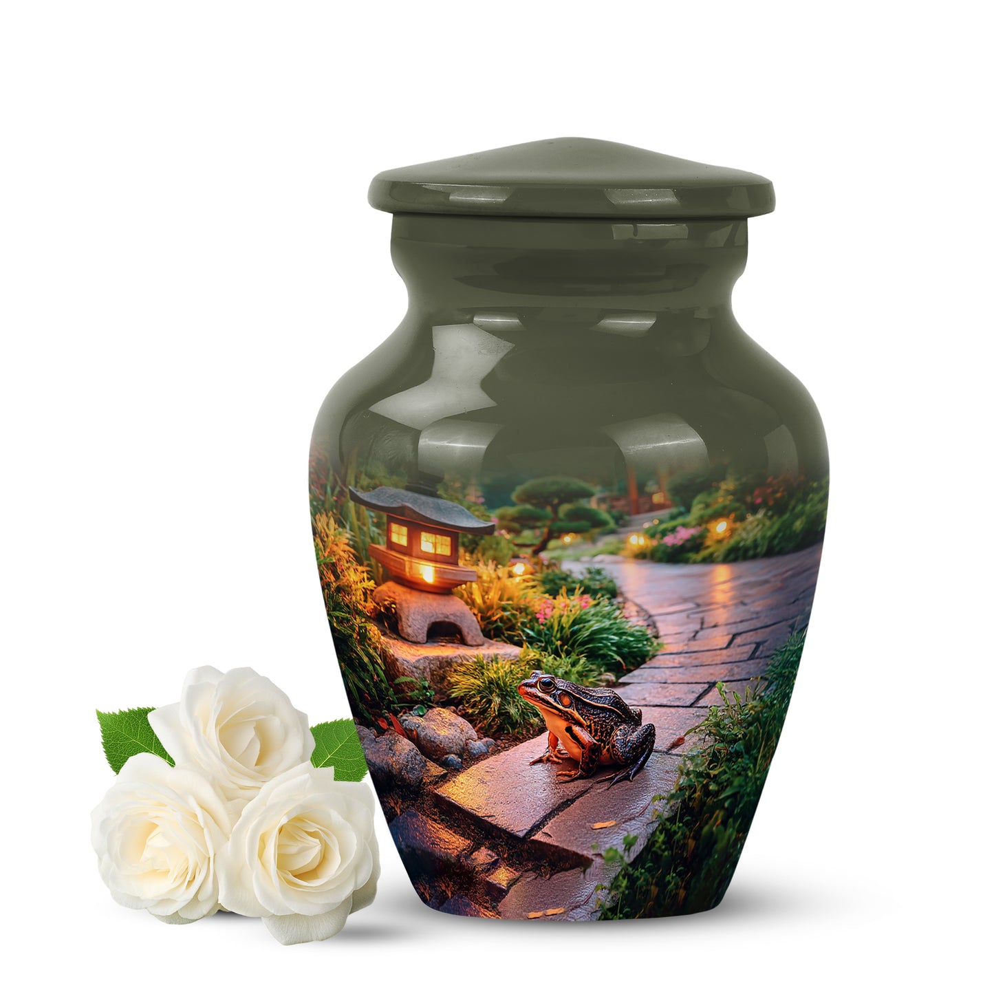 Yellow Venerable Frog Cremation Urns for Human Ashes - 10-inch, 200 cu in - Yatskia