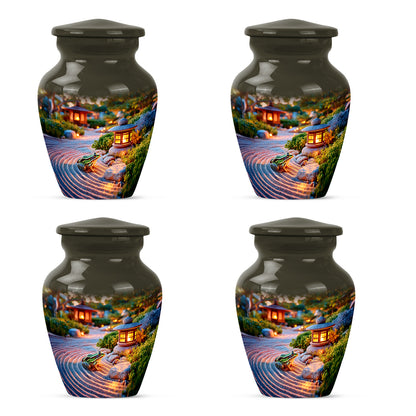 Harvest Gold Frog Cremation Urn side profile showing urn shape - traditional frog engraving with hand-polished finish - 10 inch aluminum urn for cremated remains