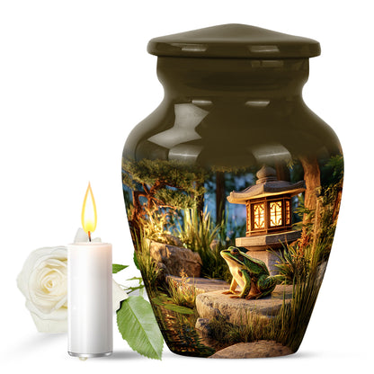 Radiant Frog Memorial Cremation Urns - Gold 10-inch, 200 cu in - Yatskia