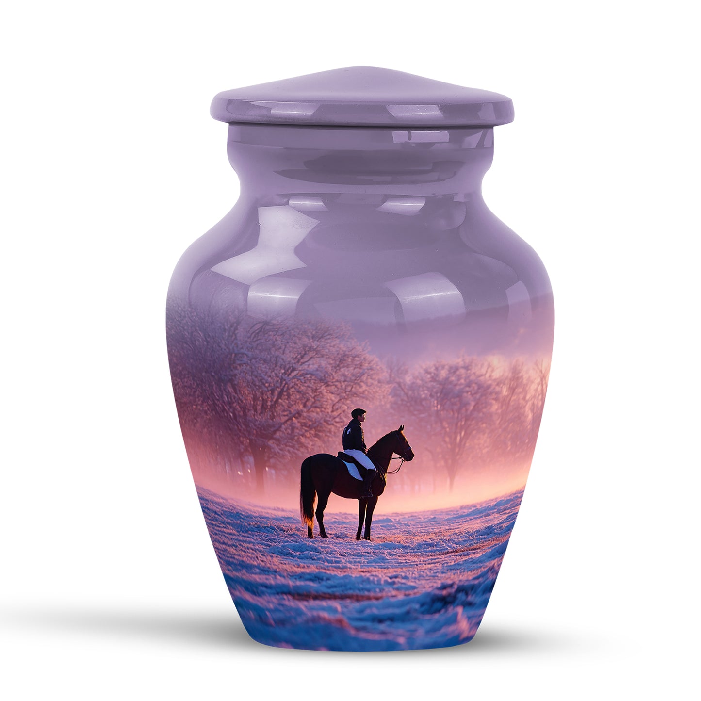 Everlasting Purple Horse Polo Celebration Urn for Human Ashes - 10-inch, 200 cu in - Yatskia