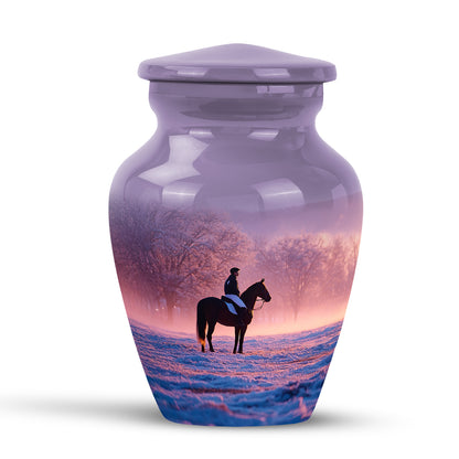 Everlasting Purple Horse Polo Celebration Urn for Human Ashes - 10-inch, 200 cu in - Yatskia