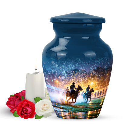 Personalized Blue Horse Polo Cremation Urns for Ashes - Transcendent 10-inch - Yatskia