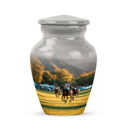 Silver Horse Polo Cremation Urns - Glorious Comfort 10-inch, 200 cu in - Yatskia