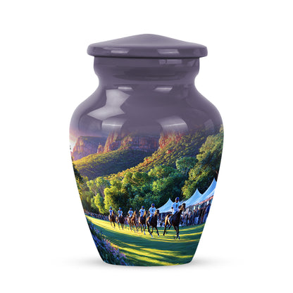 Purple Horse Polo Cremation Urns - Honored Haven 10-inch, 200 cu in - Yatskia