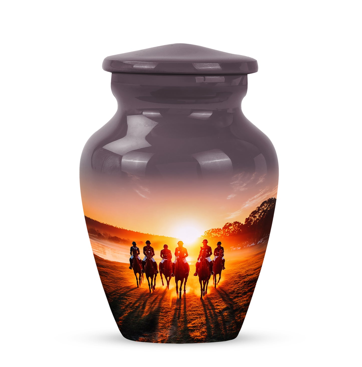 Personalized Horse Polo Cremation Urns - Tranquil Black 10-inch, 200 cu in - Yatskia