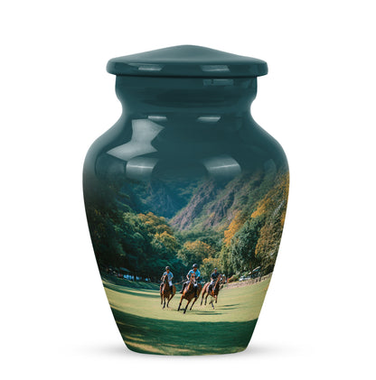 Teal Horse Polo Cremation Urns - Imperial Guardian 10-inch, 200 cu in - Yatskia