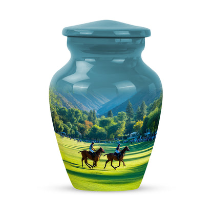 Personalized Teal Horse Polo Cremation Urns for Ashes - Captivating 10-inch - Yatskia