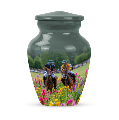 Personalized Seraphic Horse Polo Cremation Urns - Gray 10-inch, 200 cu in - Yatskia