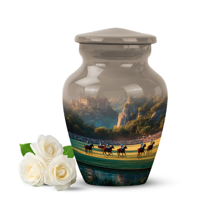 Regal Horse Polo Memorial Cremation Urns - Gold 10-inch, 200 cu in - Yatskia