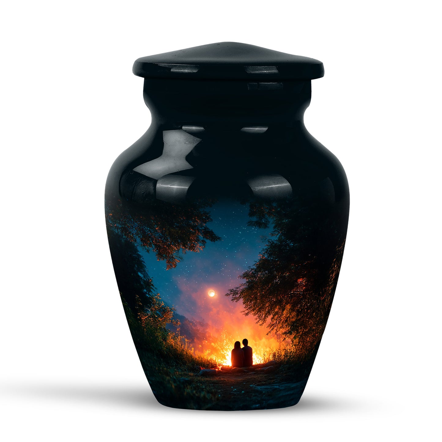 Teal Stately Campfire Cremation Urns for Human Ashes - 10-inch, 200 cu in - Yatskia