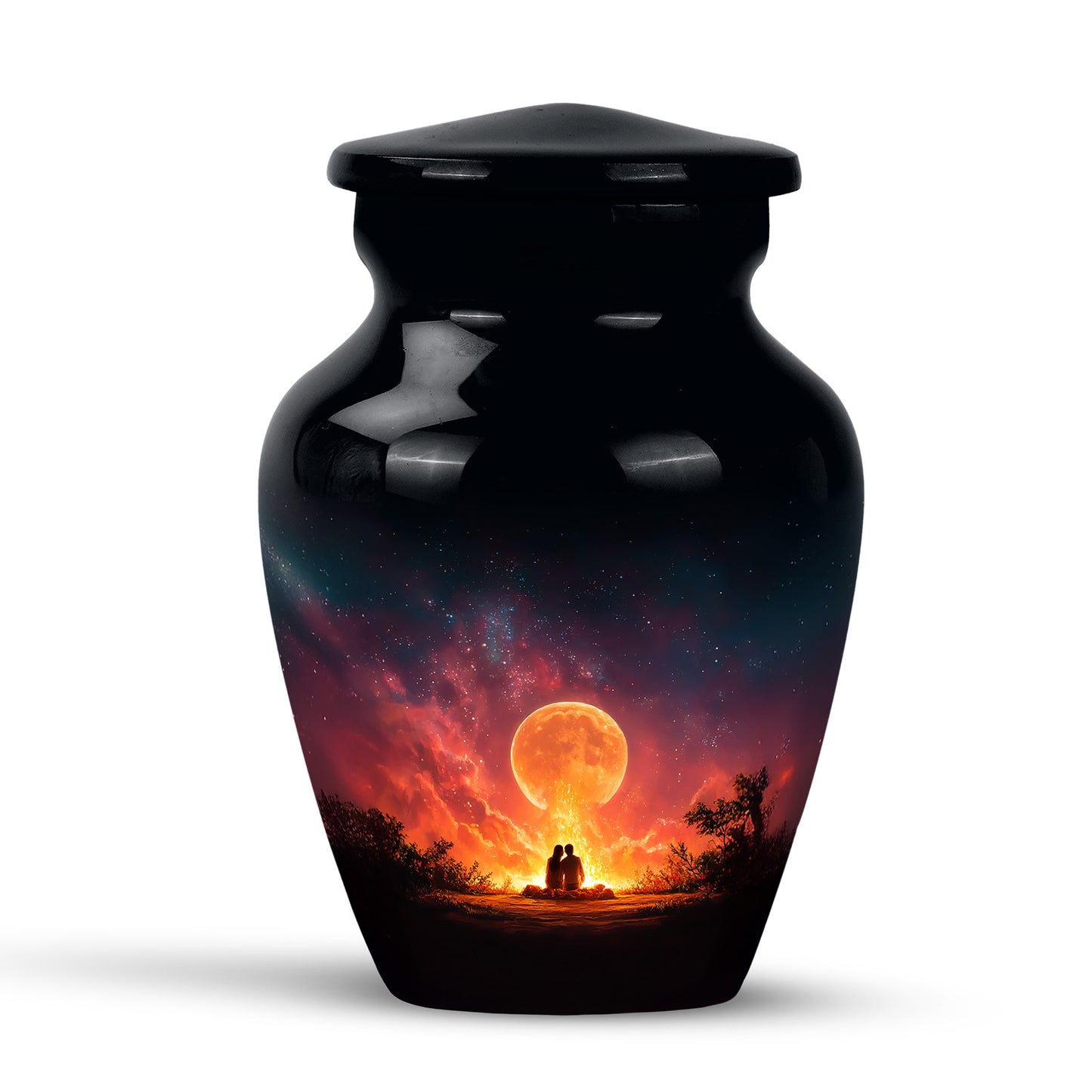 Black Breathtaking Campfire Memorial Urn for Ashes - 10-inch, 200 cu in - Yatskia