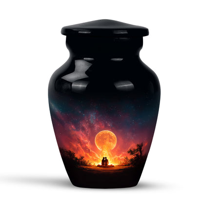 Black Breathtaking Campfire Memorial Urn for Ashes - 10-inch, 200 cu in - Yatskia