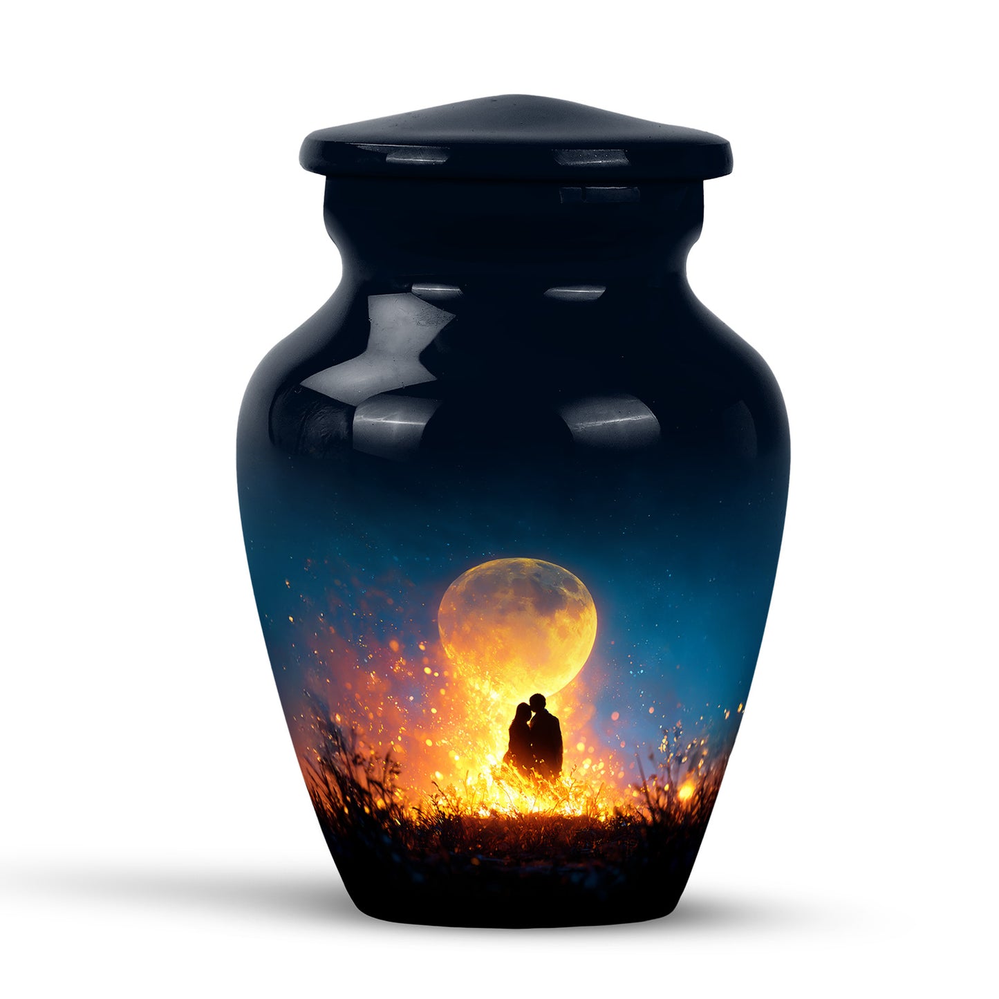Blue Beloved Campfire Cremation Urns for Human Ashes - 10-inch, 200 cu in - Yatskia