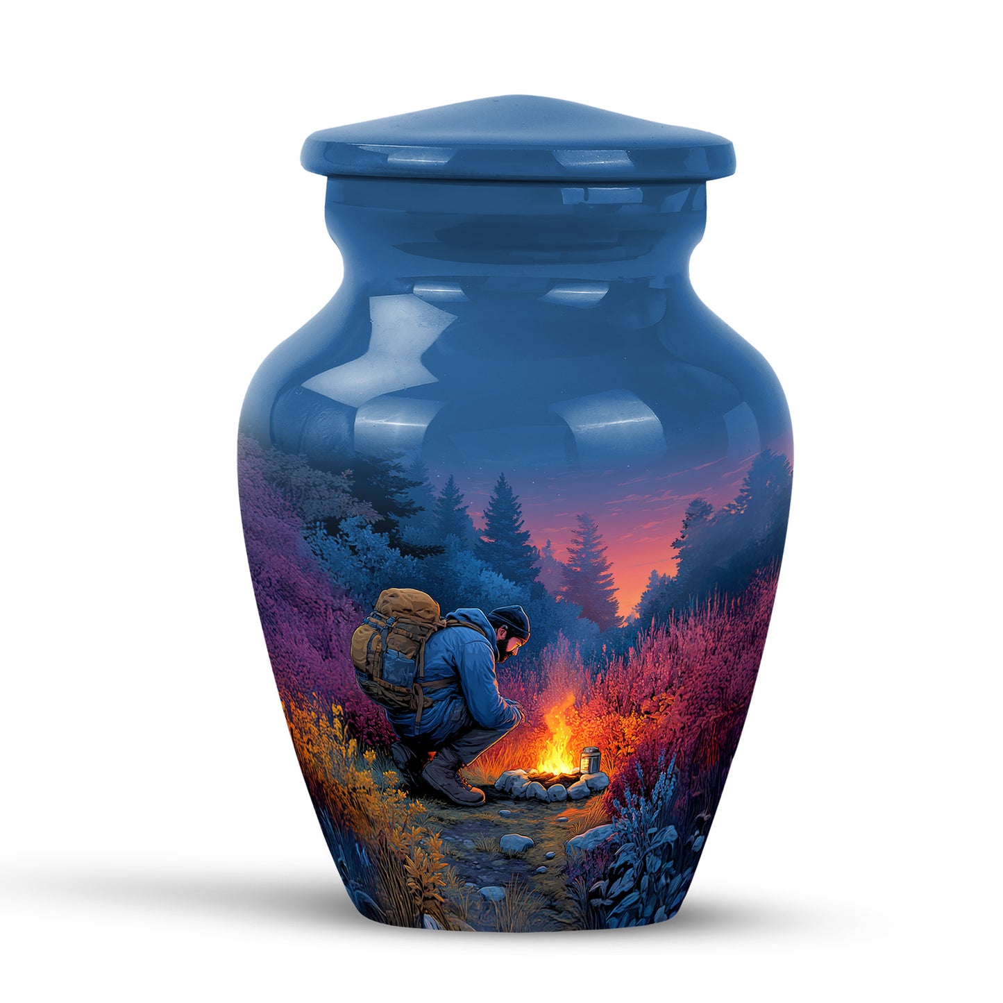 Sublime Campfire Cremation Urns for Human Ashes - Blue 10-inch - Yatskia
