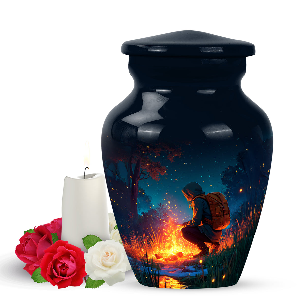 Personalized Campfire Cremation Urns - Wondrous Blue - Yatskia