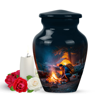 Personalized Blue Cherished Campfire Cremation Urns for Human Ashes - 10-inch, 200 cu in - Yatskia