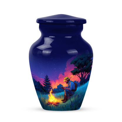 Personalized Eternal Campfire Cremation Urns - Blue 10-inch, 200 cu in - Yatskia
