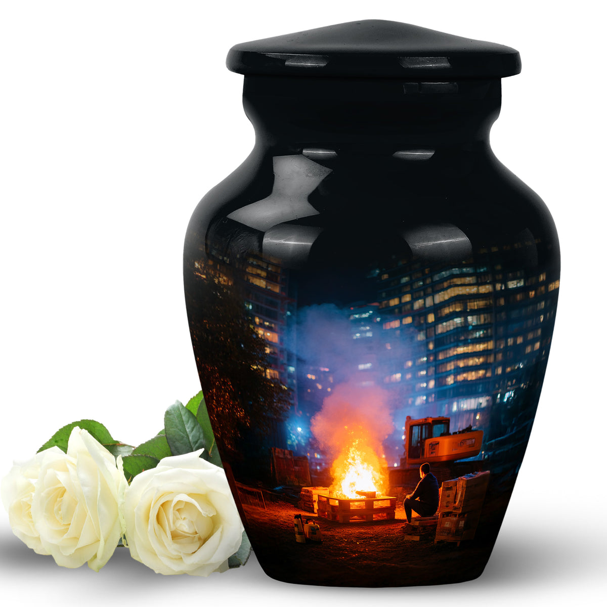 Personalized Black Heavenly Campfire Cremation Urns for Human Ashes - Yatskia