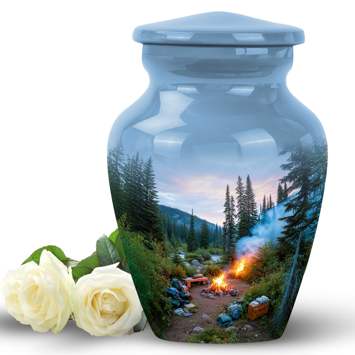 Stunning Blue Campfire Guardian Urn for Human Ashes - 10-inch, 200 cu in - Yatskia