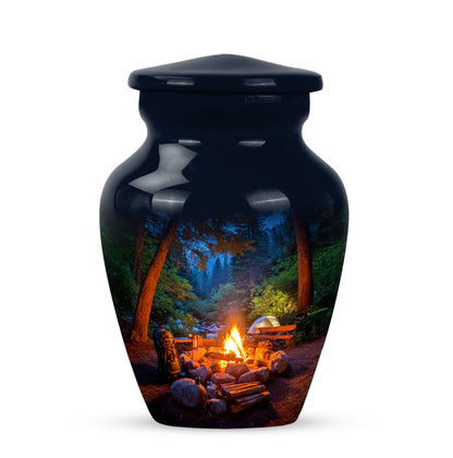 Graceful Blue Campfire Embrace Urn for Human Ashes - 10-inch, 200 cu in - Yatskia