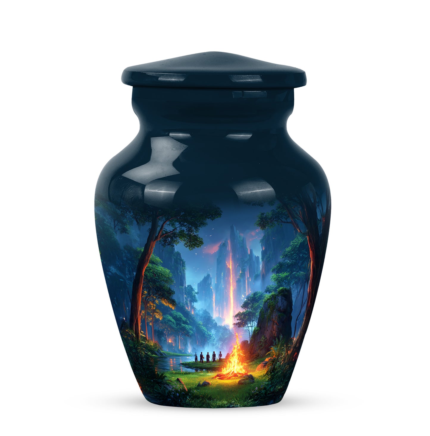 Blue Exquisite Campfire Memorial Urn for Ashes - 10-inch, 200 cu in - Yatskia