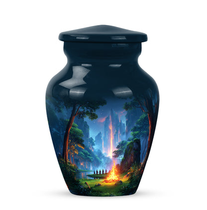 Blue Exquisite Campfire Memorial Urn for Ashes - 10-inch, 200 cu in - Yatskia