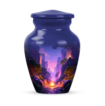 Personalized Elegant Campfire Cremation Urns - Blue 10-inch, 200 cu in - Yatskia