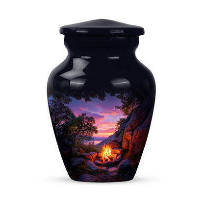 Black Comforting Campfire Memorial Urn for Ashes - 10-inch, 200 cu in - Yatskia