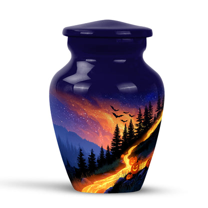Blue Comforting Halloween Memorial Urn for Ashes - 10-inch, 200 cu in - Yatskia