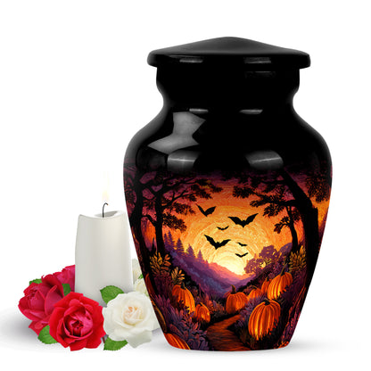 Personalized Refined Halloween Cremation Urns - Black 10-inch, 200 cu in - Yatskia