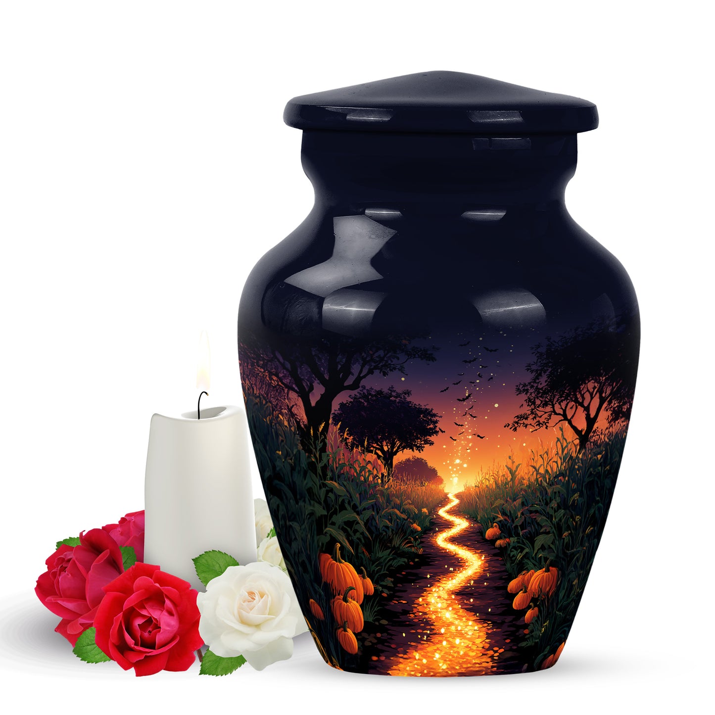 Ethereal Halloween Memorial Cremation Urns - Blue 10-inch, 200 cu in - Yatskia