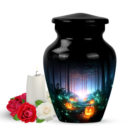 Personalized Halloween Cremation Urns - Tranquil Black 10-inch, 200 cu in - Yatskia