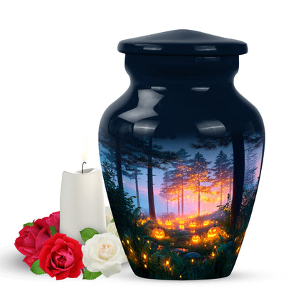 Stunning Blue Halloween Blessing Urn for Human Ashes - 10-inch, 200 cu in - Yatskia