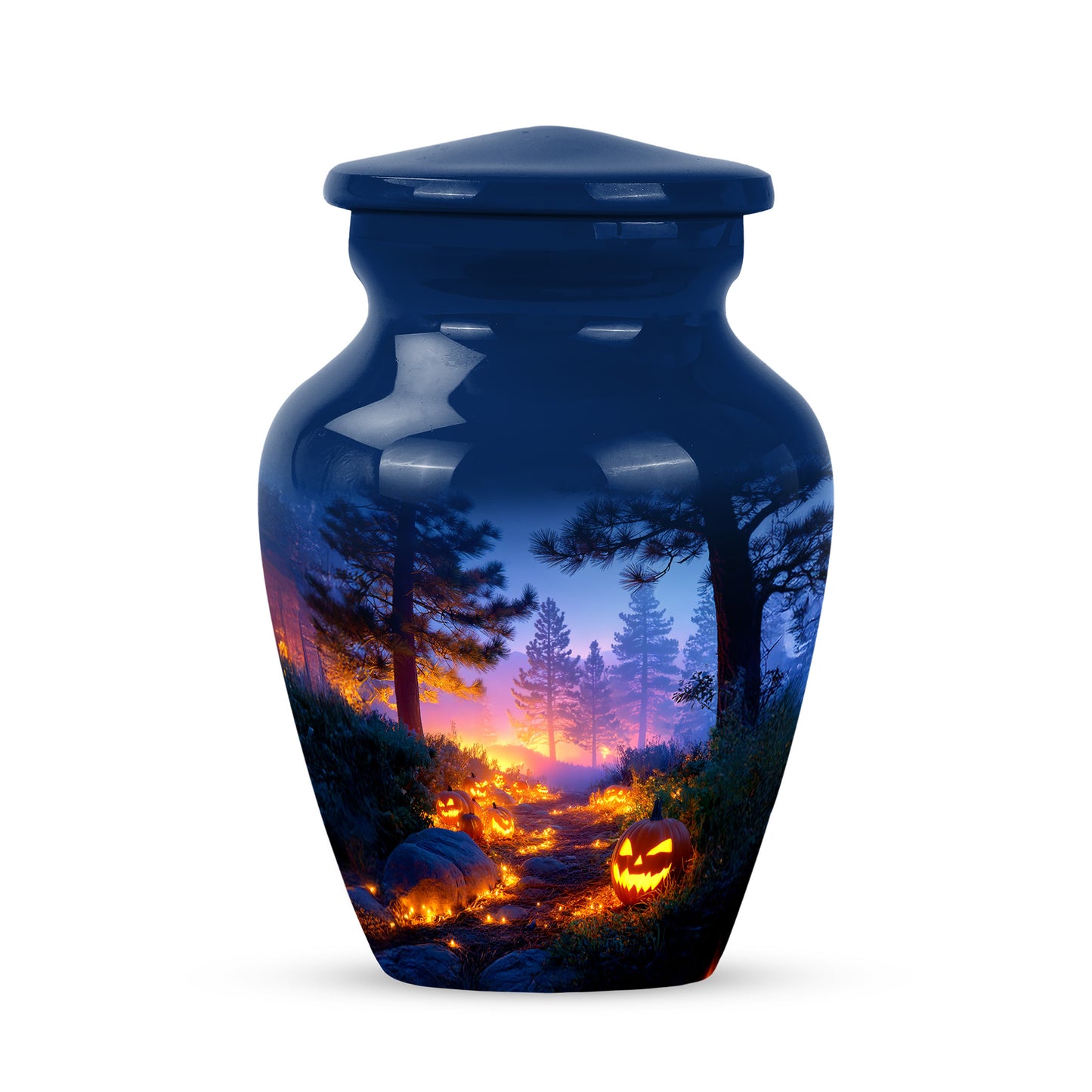 Lustrous Halloween Cremation Urns for Human Ashes - Blue 10-inch - Yatskia