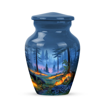 Blue Comforting Halloween Memorial Urn for Ashes - 10-inch, 200 cu in - Yatskia