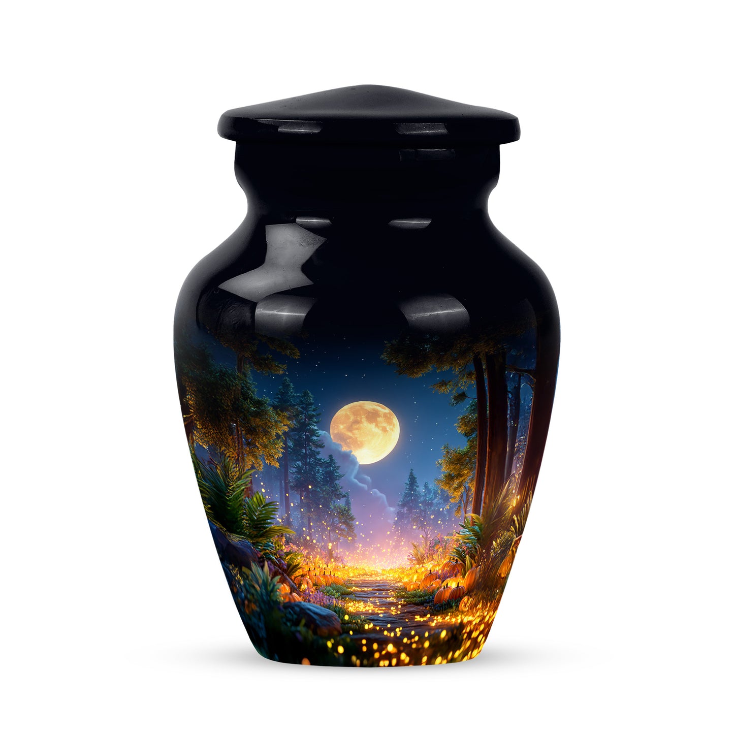 Black Venerable Halloween Cremation Urns for Human Ashes - 10-inch, 200 cu in - Yatskia