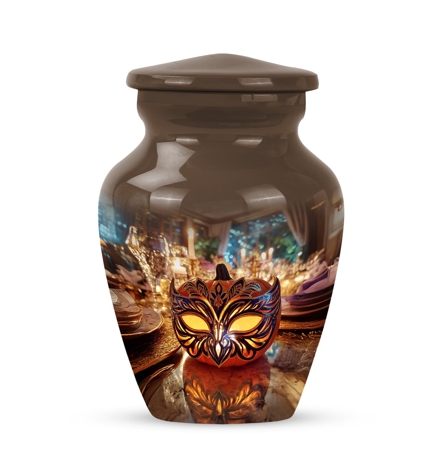 Personalized Seraphic Halloween Cremation Urns - Gold 10-inch, 200 cu in - Yatskia