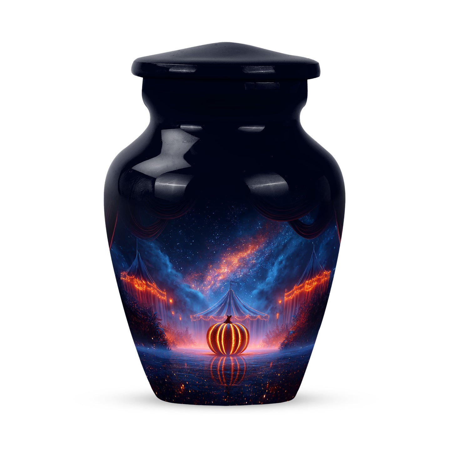 Blue Resounding Halloween Memorial Urn for Ashes - 10-inch, 200 cu in - Yatskia