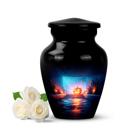 Black Halloween Heritage Cremation Urns for Human Ashes - 10-inch, 200 cu in - Yatskia