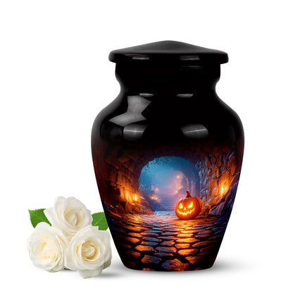 Personalized Black Steadfast Halloween Cremation Urns for Human Ashes - 10-inch, 200 cu in - Yatskia