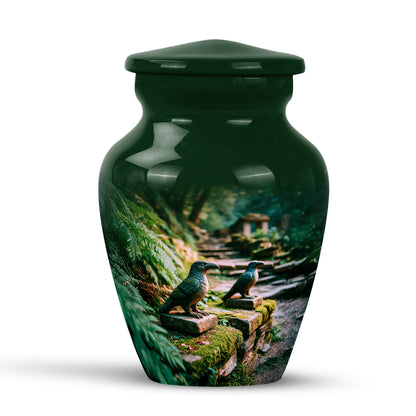 Personalized Refined Hornbill Cremation Urns - Green 10-inch, 200 cu in - Yatskia