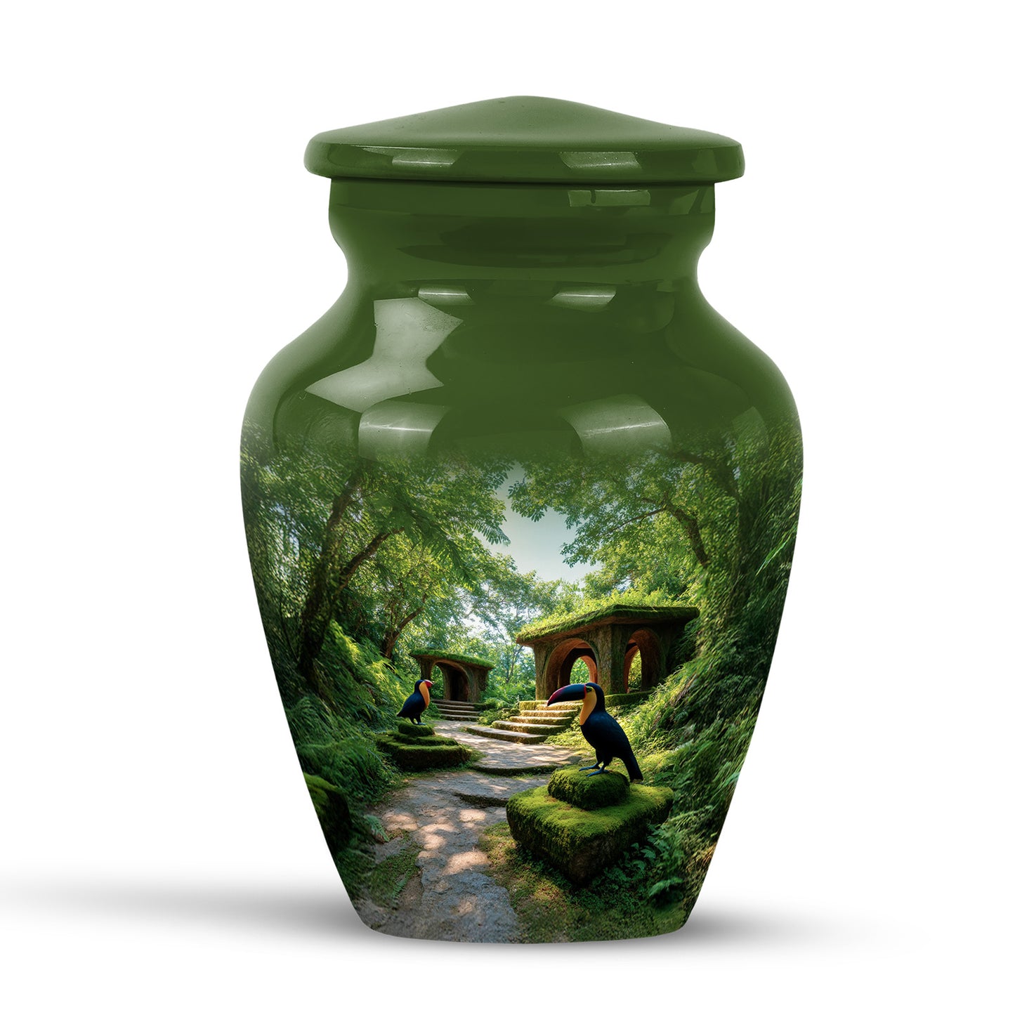 Personalized Hornbill Cremation Urns - Pristine Green 10-inch, 200 cu in - Yatskia