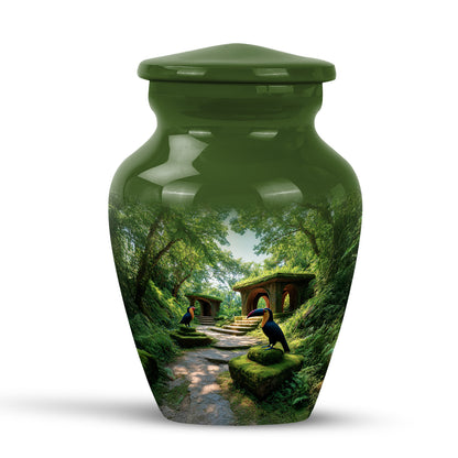 Personalized Hornbill Cremation Urns - Pristine Green 10-inch, 200 cu in - Yatskia