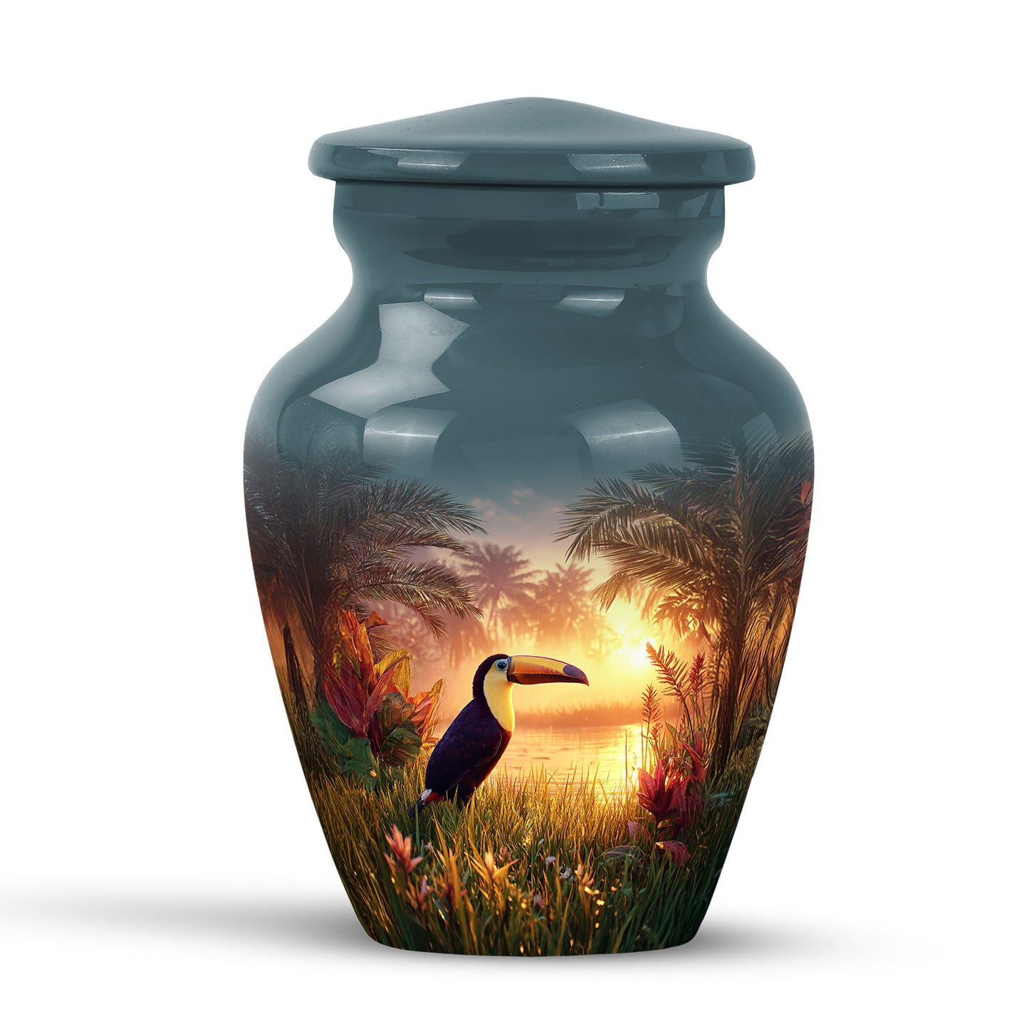 Personalized Teal Hornbill Cremation Urns for Ashes - Enchanting 10-inch - Yatskia