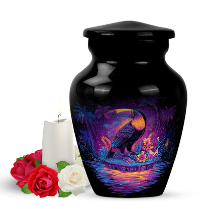 Black Stately Hornbill Cremation Urns for Human Ashes - 10-inch, 200 cu in - Yatskia