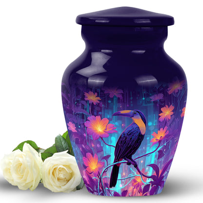 Blue Exquisite Hornbill Memorial Urn for Ashes - 10-inch, 200 cu in - Yatskia